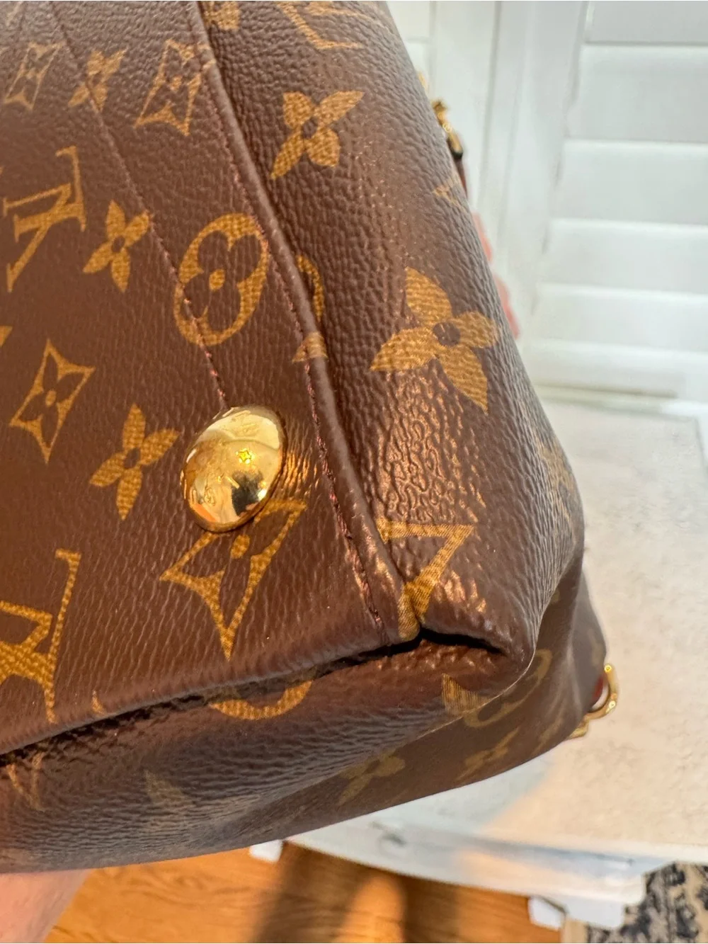 Louis Vuitton Brown Monogram with Black V-Panel Shoulder Bag